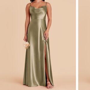 Birdy Grey Moss Olive Green Satin Maxi Bridesmaid Dress. Size M. Formal.